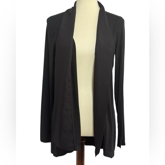 Lauren Ralph Lauren Black Drapey Open Front Long Sleeve Cardigan Size Medium - Picture 1 of 12